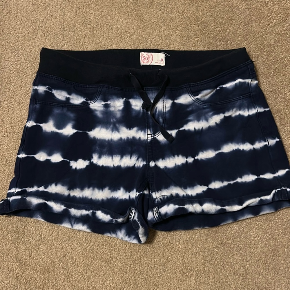Girls SO blue and white cotton shorts
